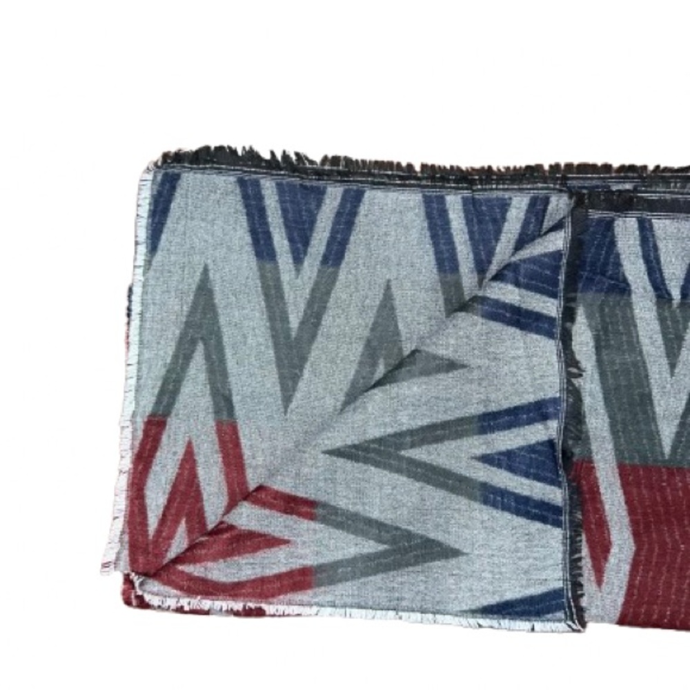 Grey, blue, red and green scarf - Picture 2 of 2